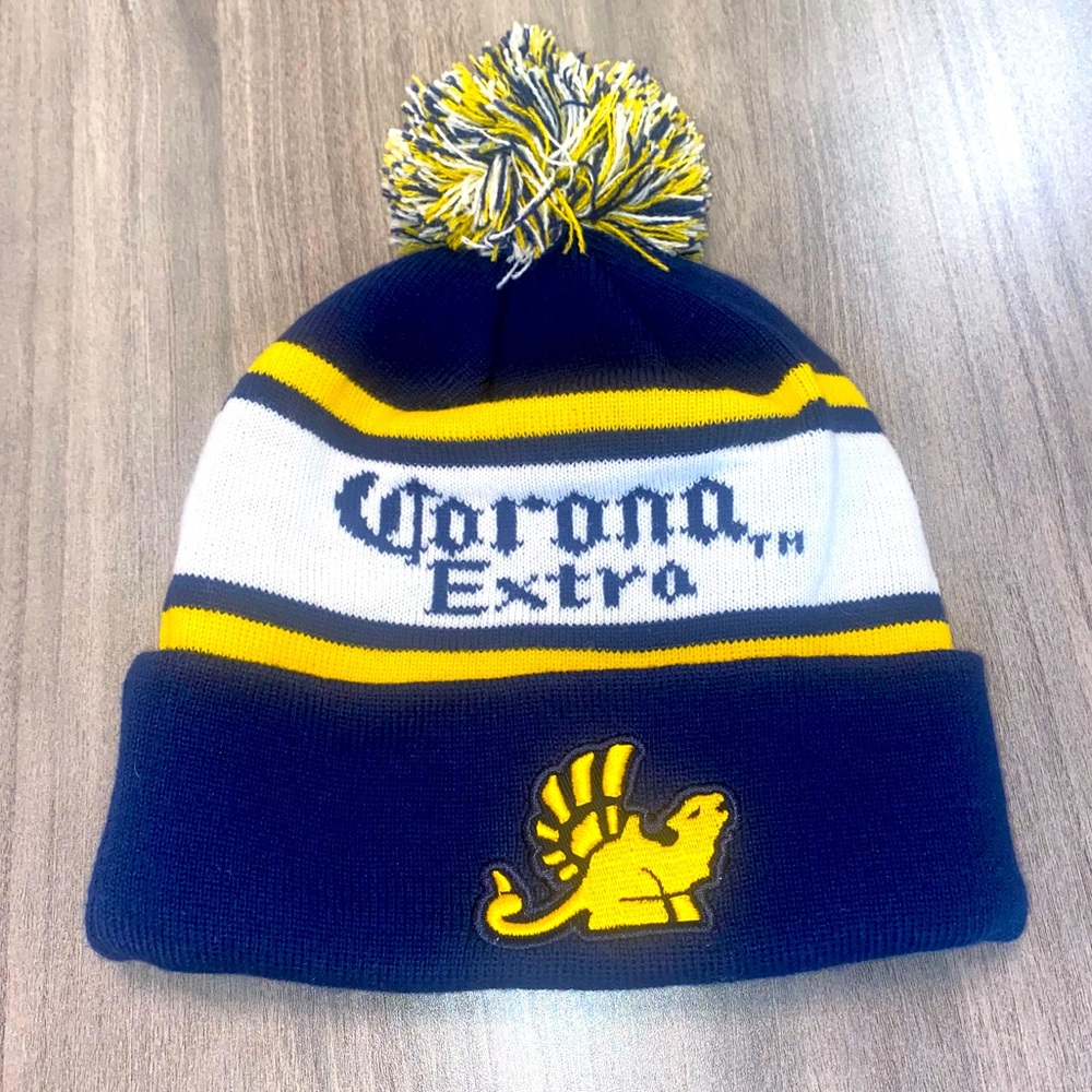 Corona Blue and Yellow Knit Beanie
